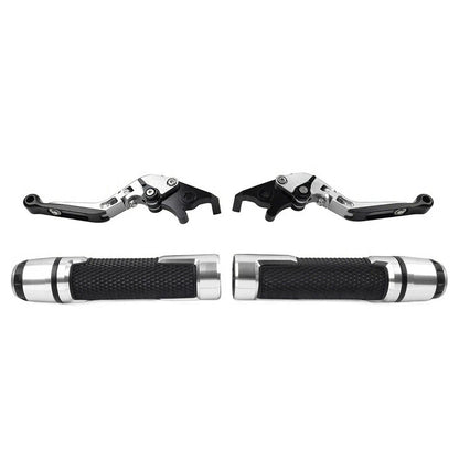 Silver Extendable Brake Clutch Lever Grip Set for Yamaha YZF R3 MT-03 (2015-2023)