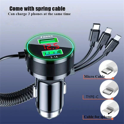 150W USB Car Charger Adapter Fast Charge 3in1 for Xiaomi OnePlus Phone