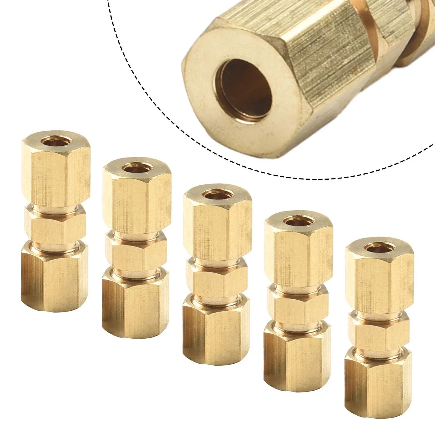 3/16 Inch Brass Inverted Flare Union Compression Fitting, 5 x Set for Vehicle