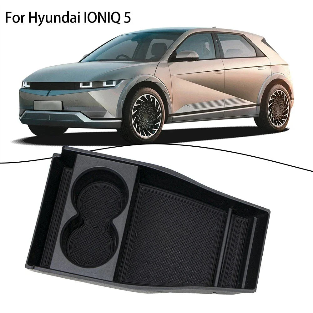 1x Front Center Console Storage-Box ABS-Black Organizer Tray for Hyundai