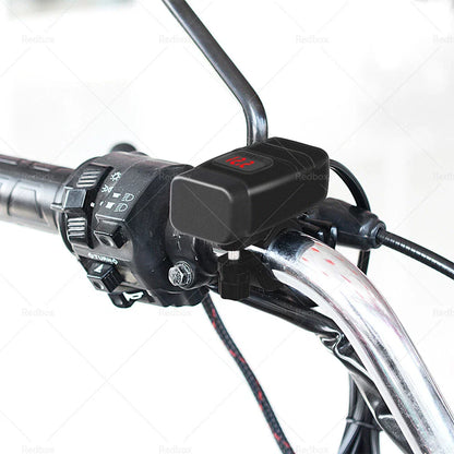 Dual USB Fast Charger Socket with LED Voltmeter for Motorcycle