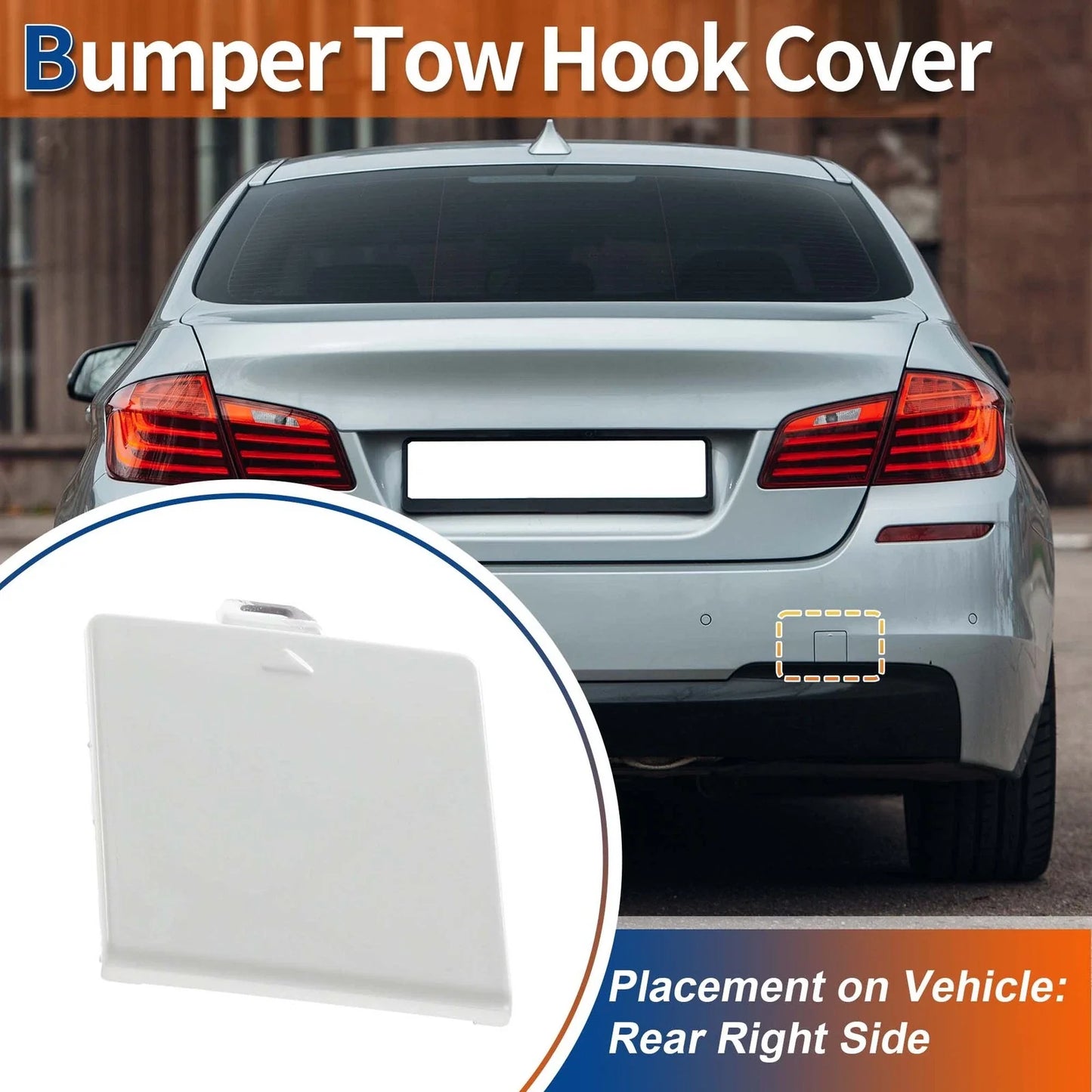 Tow Hook Cover for BMW 5 Series F10 Rear Bumper Pure White