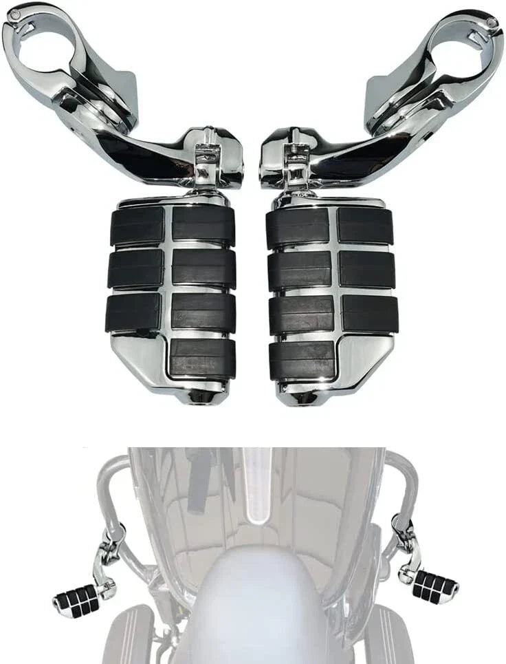 Chrome Motorcycle Foot Pegs for Harley (Fits 1.25" Bars)