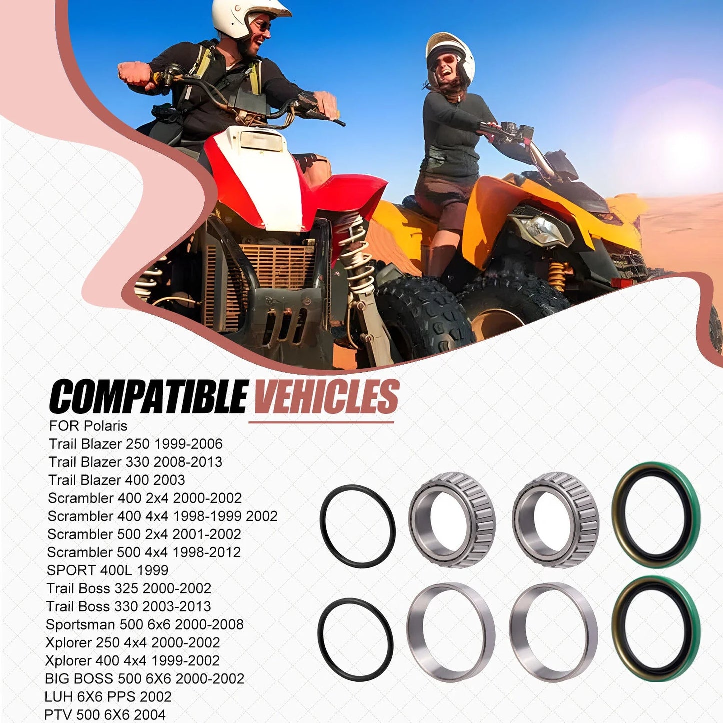 Rear Hub Bearing Seal Repair Kit for Polaris Scrambler