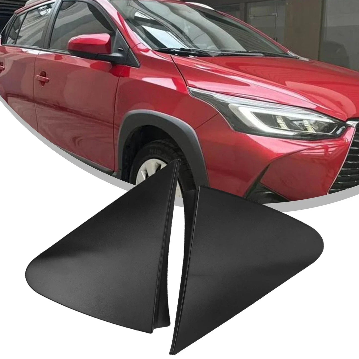 Side Mirror Triangle Corner Cover Trim / Pair / Perfect Fit Black for Toyota Yaris