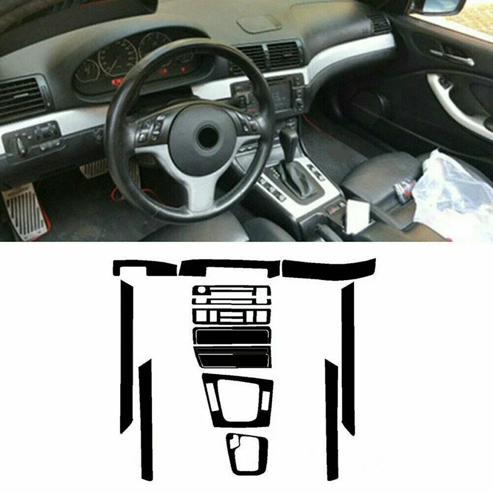 3D Carbon Fiber Interior Dash Wrap Trim Stickers for 3 Series E46 (1998–2005)