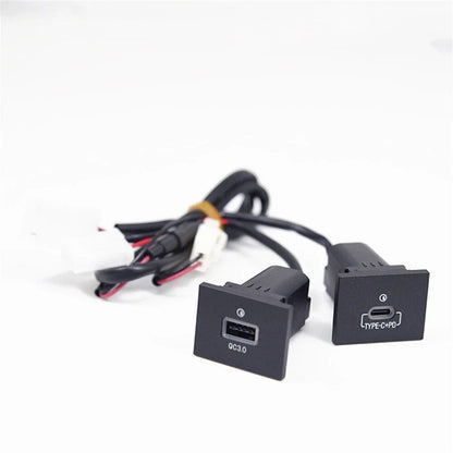 Black USB-A QC3.0 & USB-C PD Fast Charger Socket for Ford Focus (2005-2009)