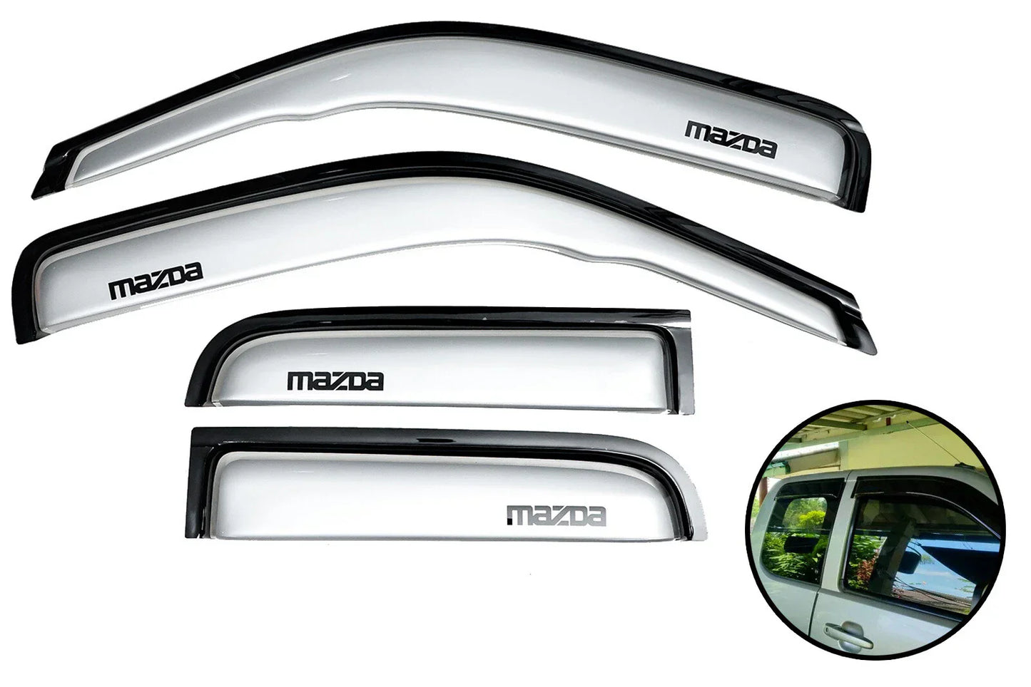 Silver Visor Shield Deflector Weather Guard for Mazda BT-50 (2006-2011)