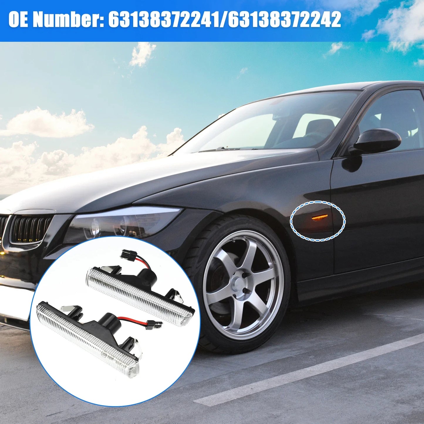 Sequentia Clear LED Side Marker Light for BMW E36