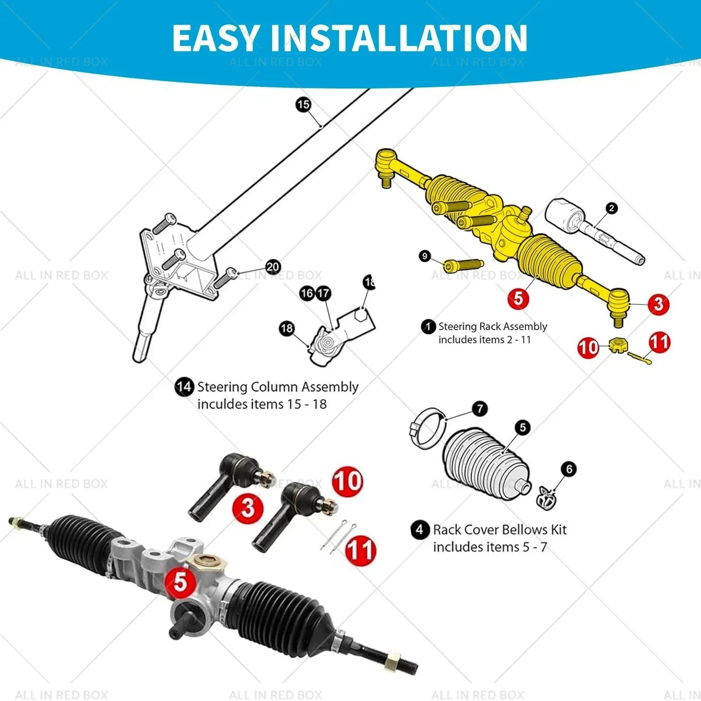 Steering Gear Box Assembly for EZGO RXV (2008 - Present)