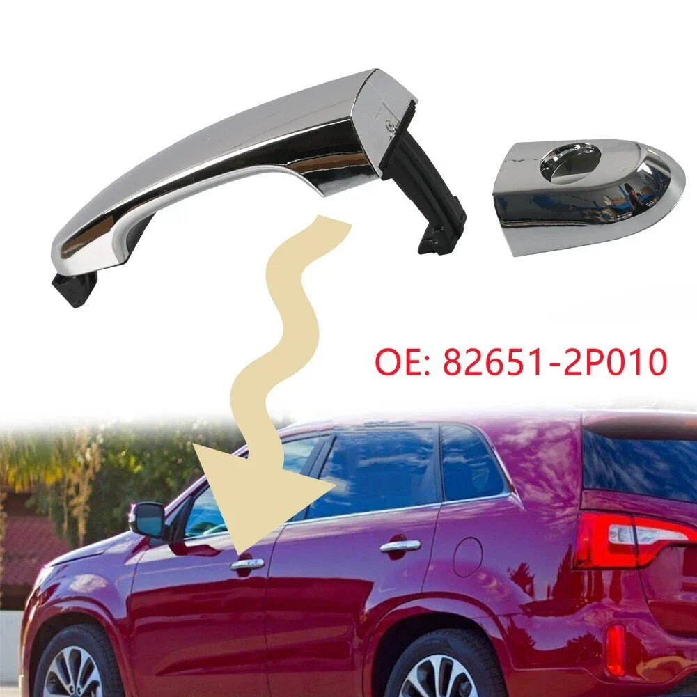 Door Handle Front Left Driver for Kia Sorento Outside Silver With Trim