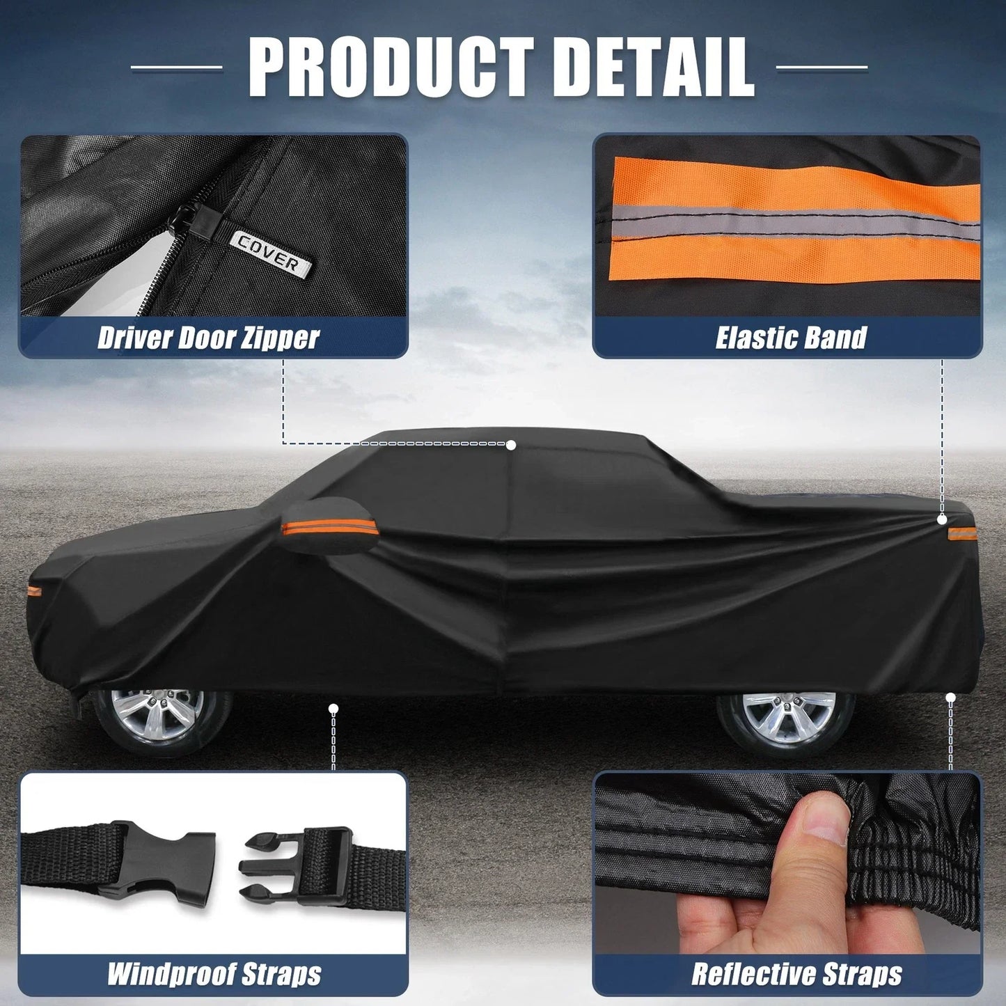 Waterproof 210D-PU Oxford Vehicle Cover for Hyundai Santa