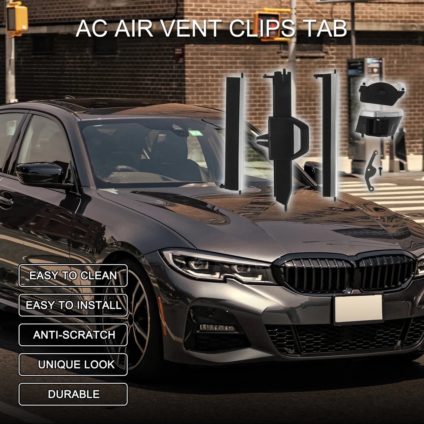 AC Air Vent Clips Tab for BMW 3 Series G20/G21/G22 Black Silver Left