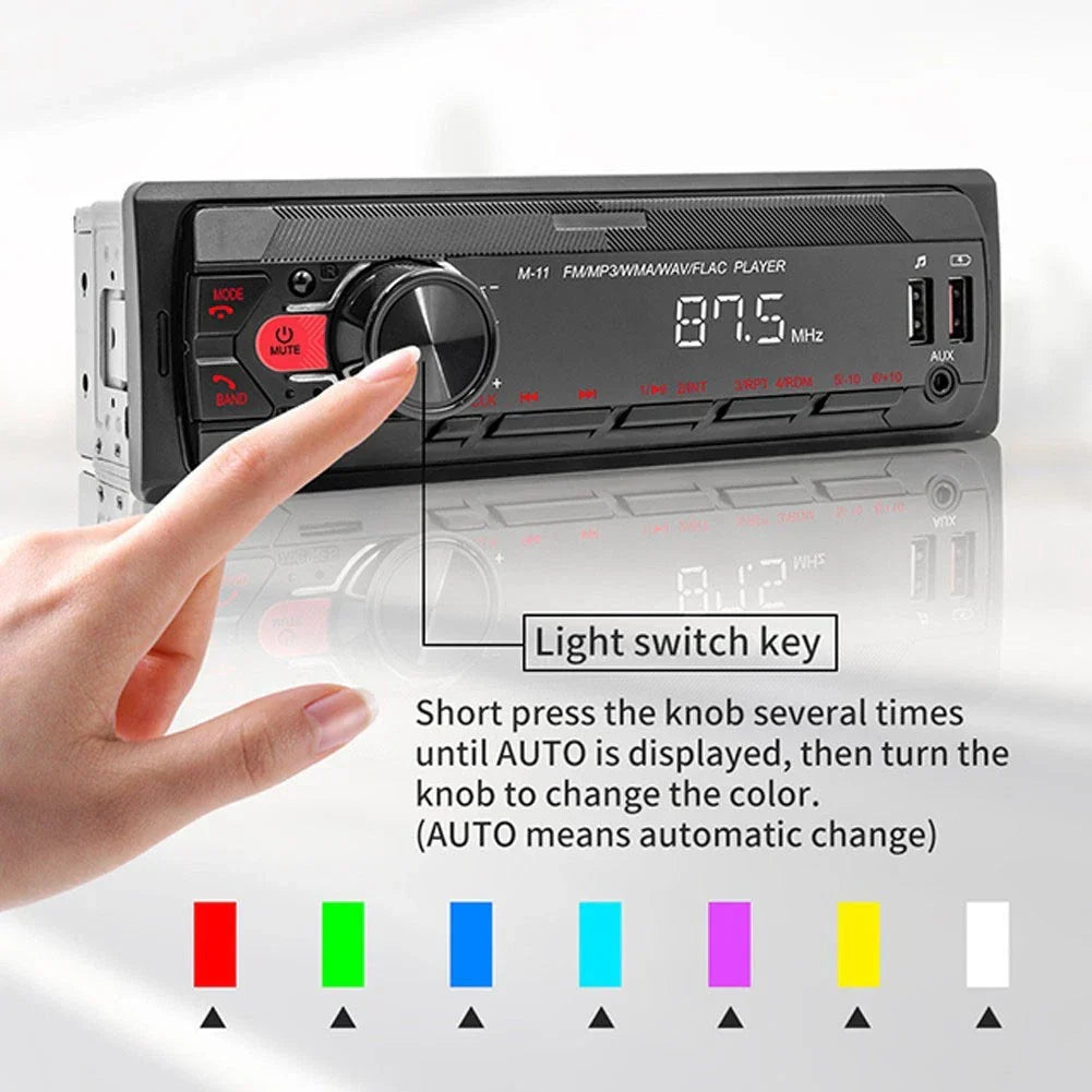 AUX Functionality / 12V / Car MP3 Player with Colorful Lights