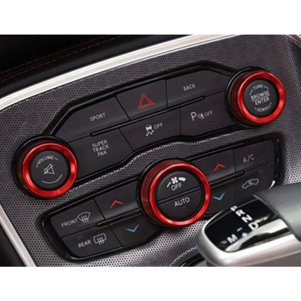 3 x AC Radio Switch Trim Ring Knob Covers for Dodge Challenger Charger (2015-2020)