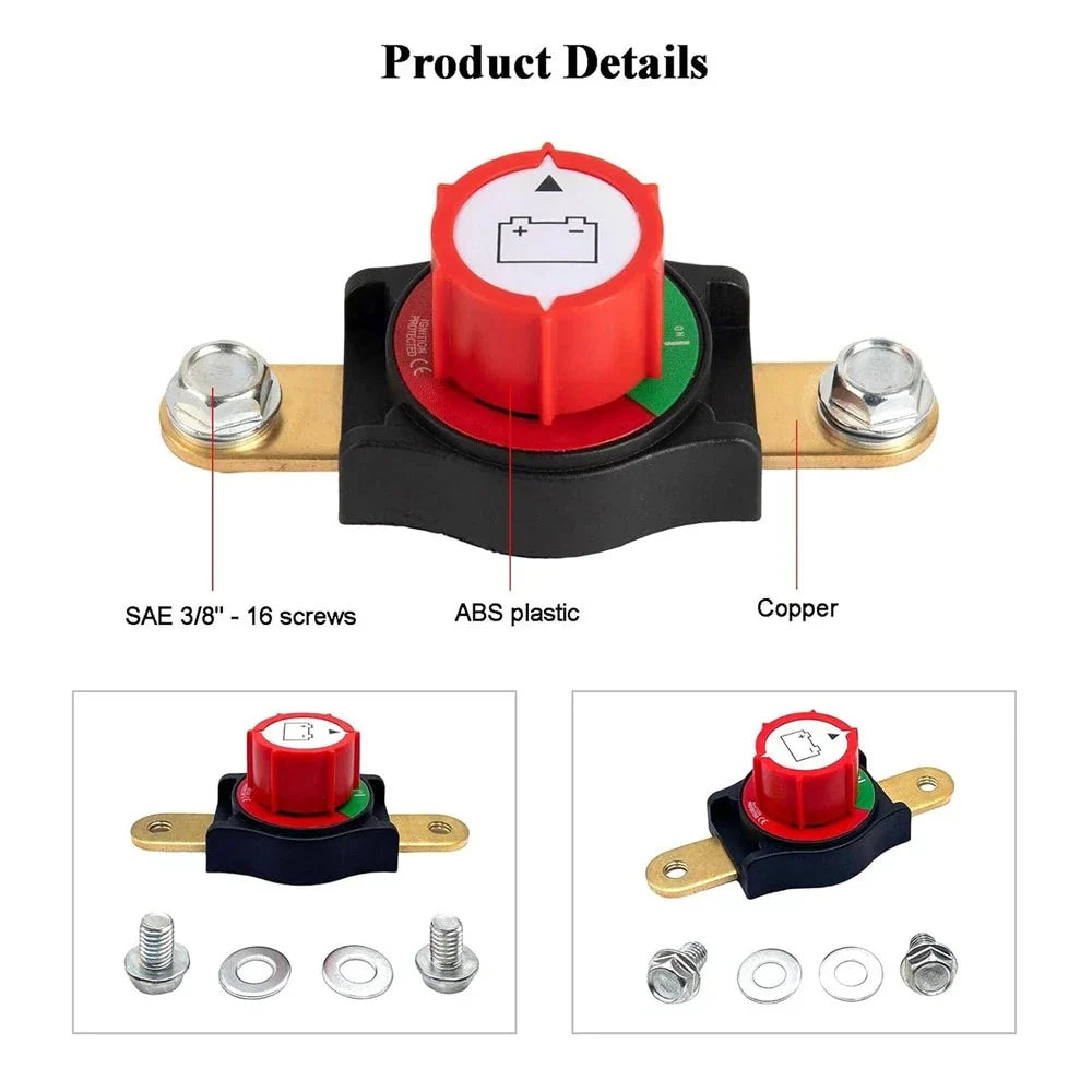 12-48V Heavy Duty Side Post Battery Disconnect Switch for Car Boat