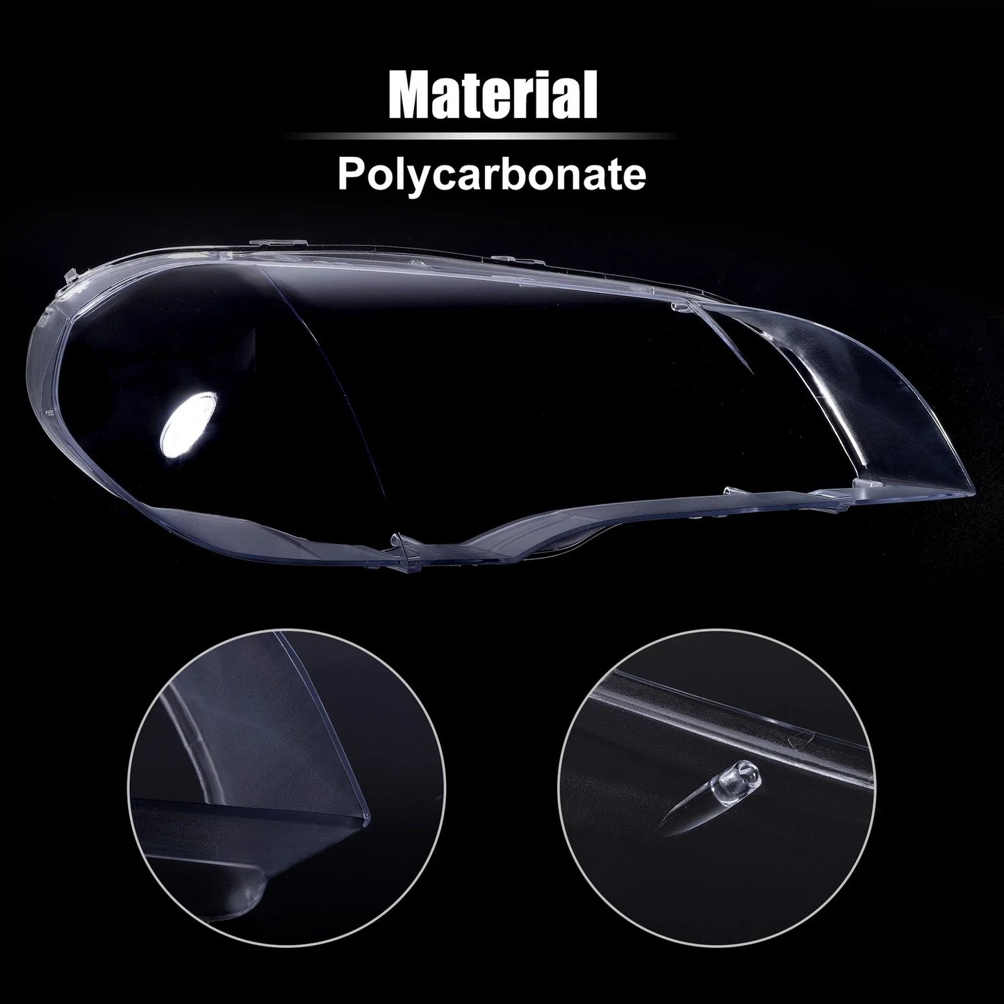 Pair Front Headlight Lens Cover Cap for BMW X5 E70 (2007-2013)