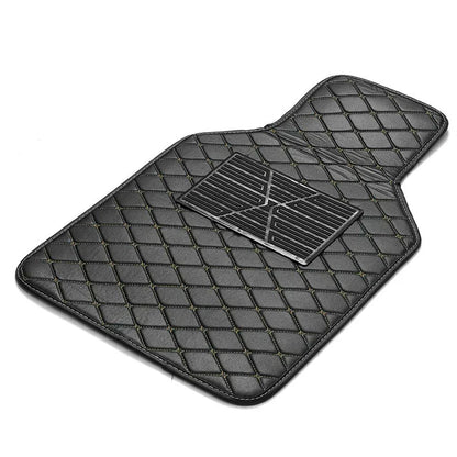4 x Car Floor Mats Waterproof PU Leather Black & Beige