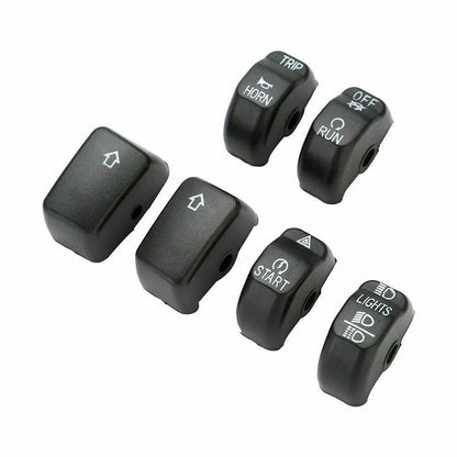 Black Hand Control Switch Button Covers for Harley Softail & Sportster