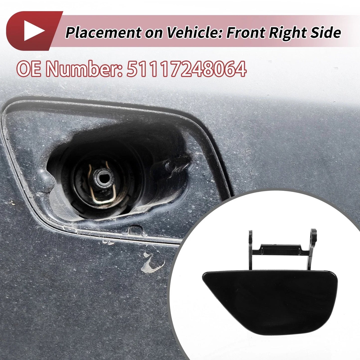Front Right Washer Nozzle Cover Cap for BMW 535i GT (2010-2017)