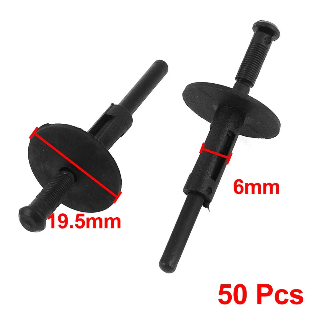 50 Pcs 6mm Hole Black Plastic Mudguard Rivet Fasteners for BMW 520 535