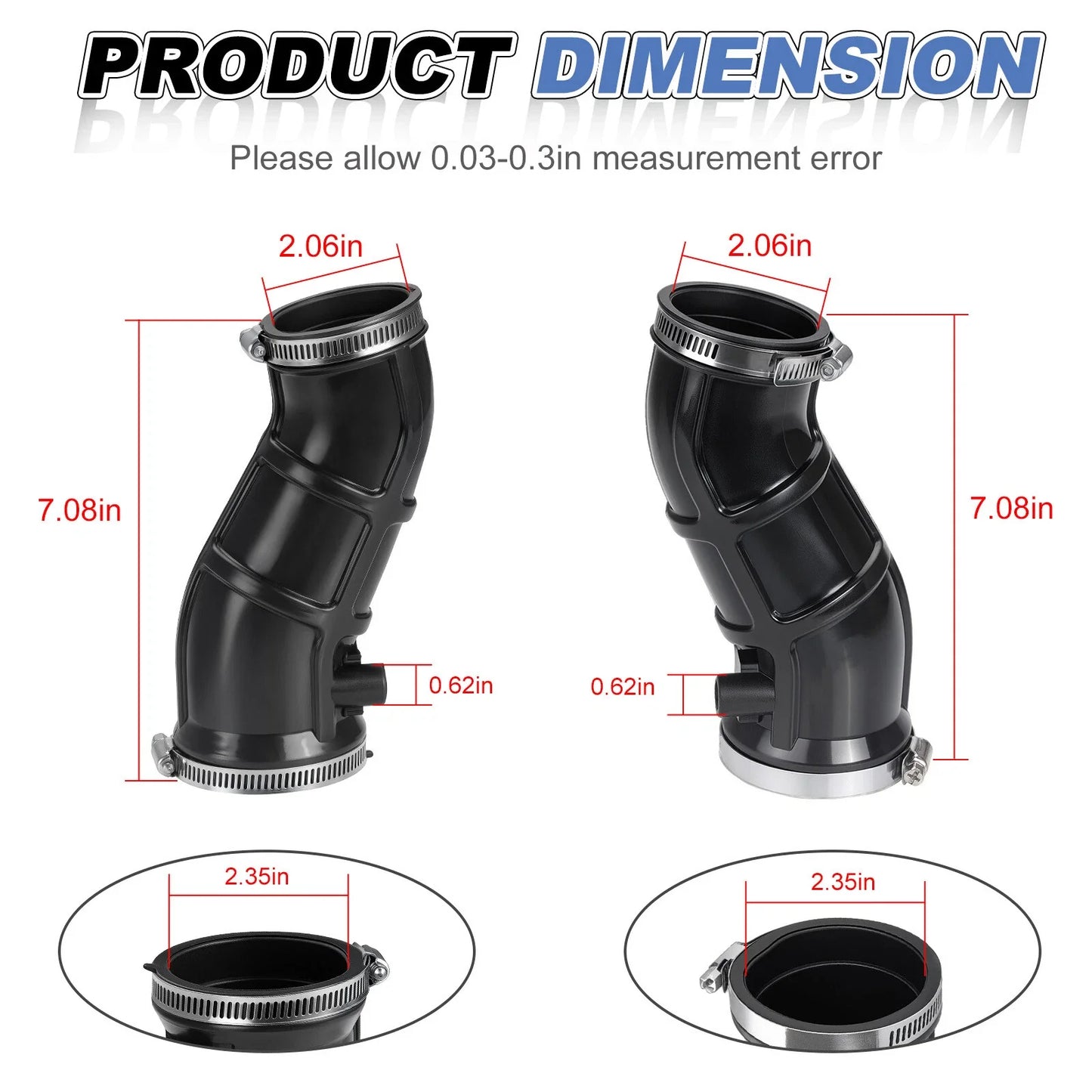 2 x Air Box Intake Tube w/Elbow PIPE for Yamaha Raptor YFM 660R (2001–2005)