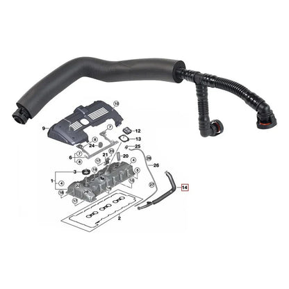 PCV Crankcase Vent Hose for BMW 1 3 5 X Z Series (E82 E90 E60 E83 E85)