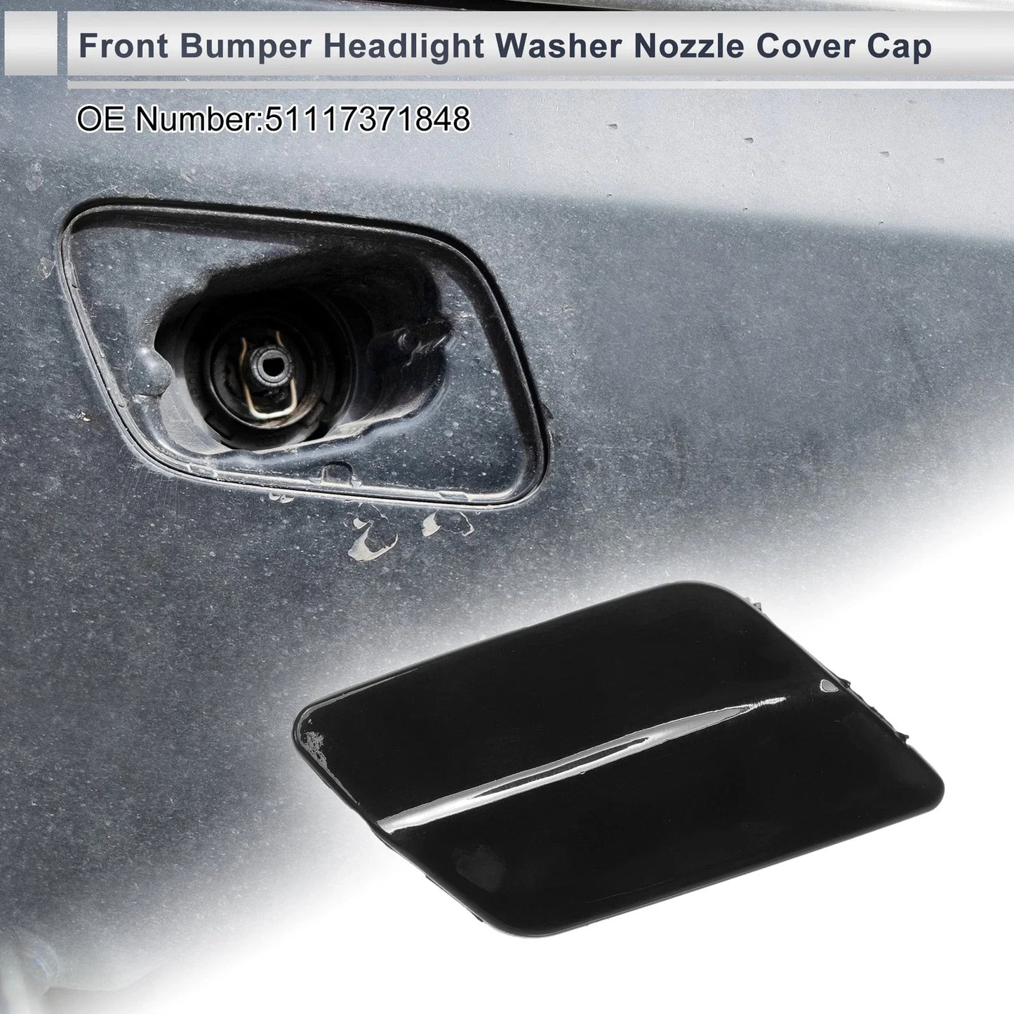 Front Right Washer Nozzle Cover Cap for BMW 335i GT xDrive Black