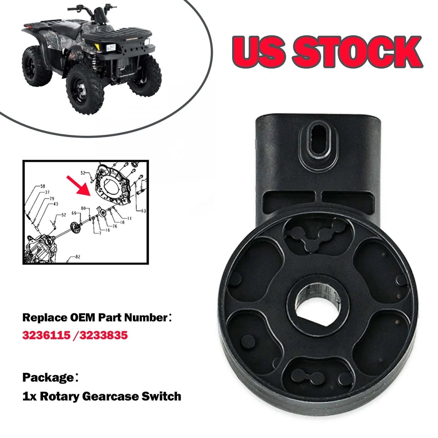 Rotary Gearcase Switch 6 Pin for Polaris ATP 330 500 4X4 (2004–2005)