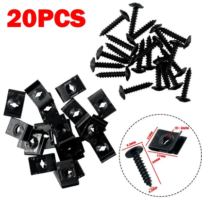 20x U-Type Clip for Bumper Fender Splash Shield Push Type Retainer Metal Hot