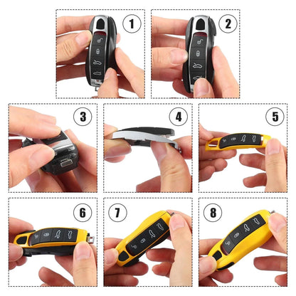 Gray Car Remote Key Cover Case for Porsche Cayenne Panamera (2003-2023)