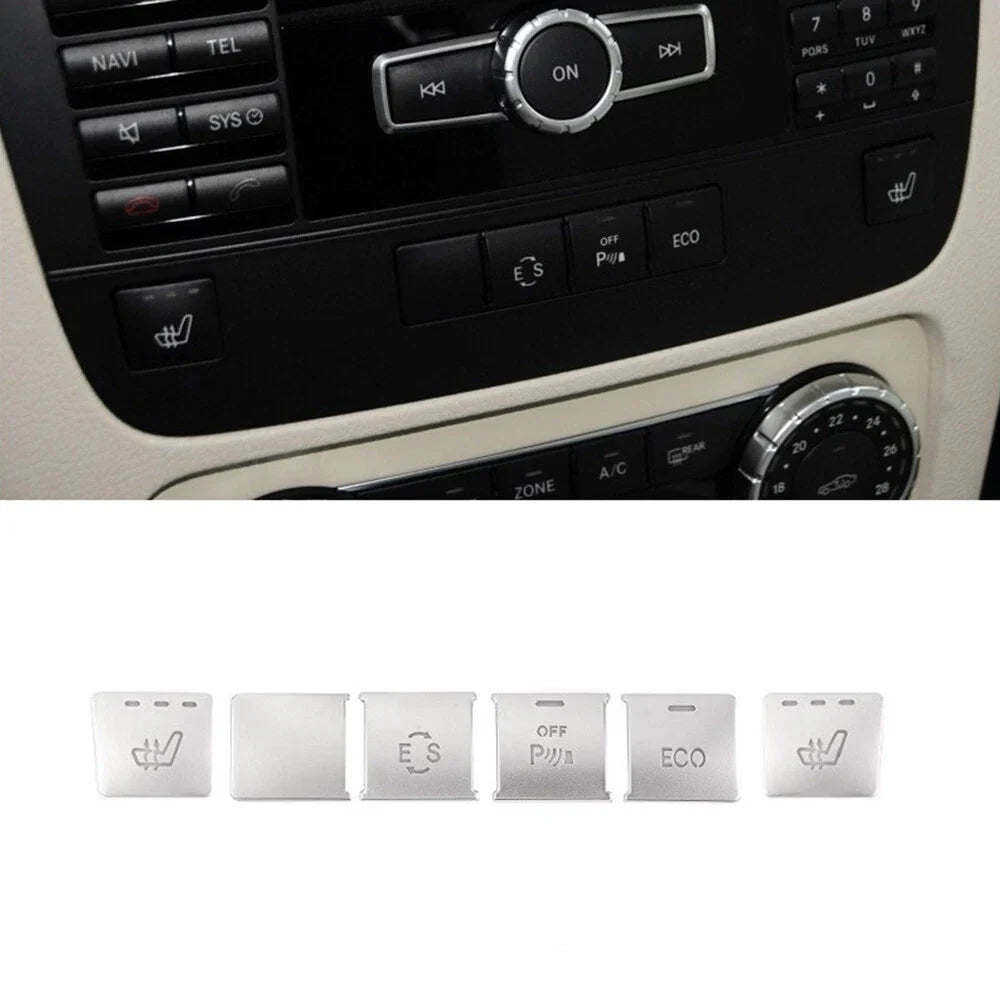 6 x Center Console CD Panel Function Switch Cover Trim for Benz GLK Class (2008-2015)