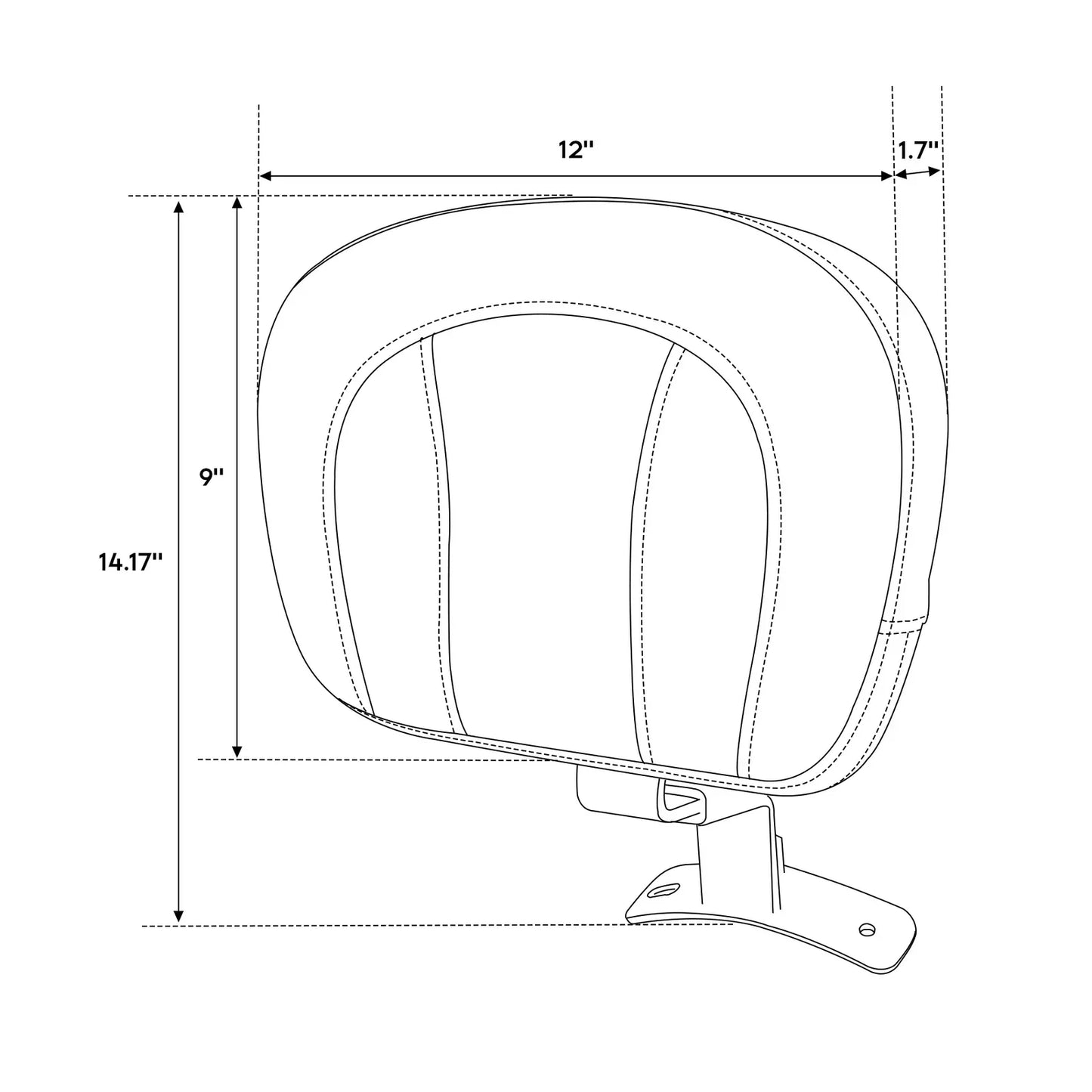 Black Front Driver Backrest Pad for Harley Touring Street Glide (2009-2023)