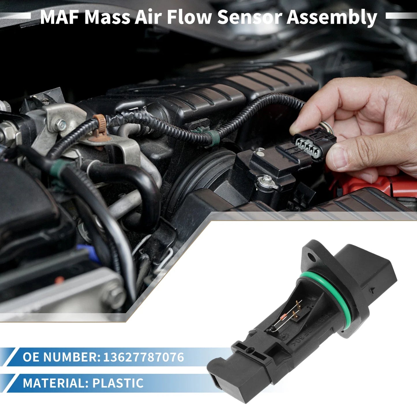 Mass Air Flow Sensor for BMW E46 E39 E38 Plastic Black