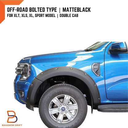 Matte Black Fender Flares for Ford Ranger 2022-2023 XL XLT XLS Sport