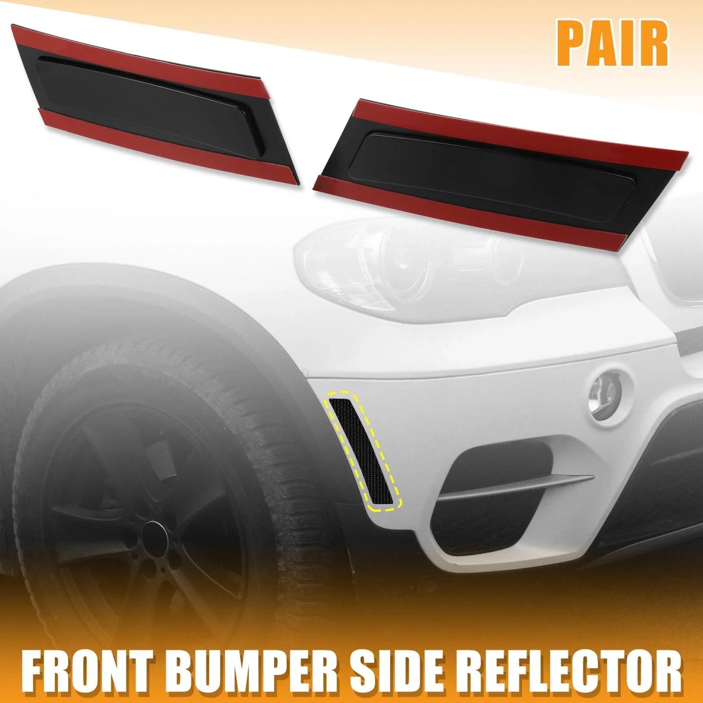 Pair Front Bumper Reflector Side Marker for BMW X5 (2007-2013) Black