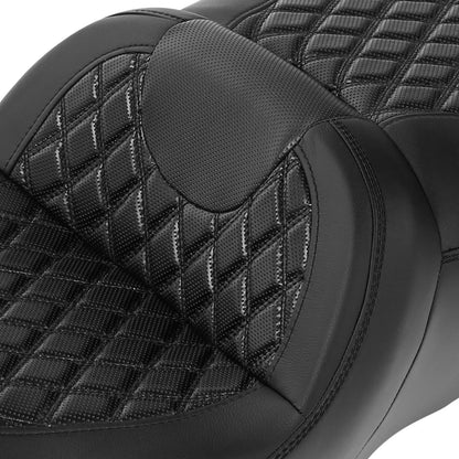 Black Gel Driver Passenger Seat for Harley Touring Tri Street Glide (2009-2023)