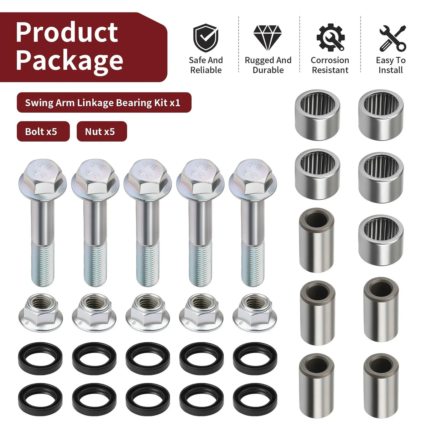 Swing Arm Linkage Bearing Kit & Bolt Nut for Honda TRX400X (2009–2014)