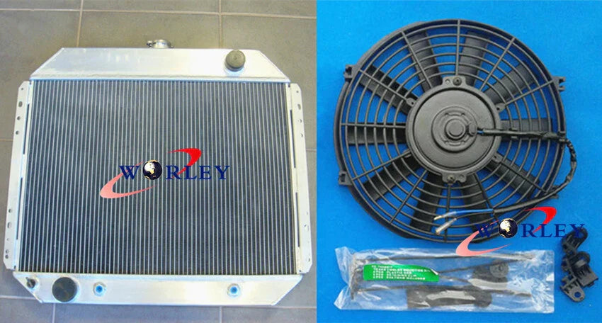 3 Row Aluminum Radiator & Fan for Ford F100 F250 F350 Bronco (1967-1981)