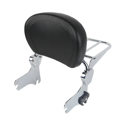 Chrome/Black Sissy Bar Backrest Luggage Rack for Harley Touring (1997-2008)