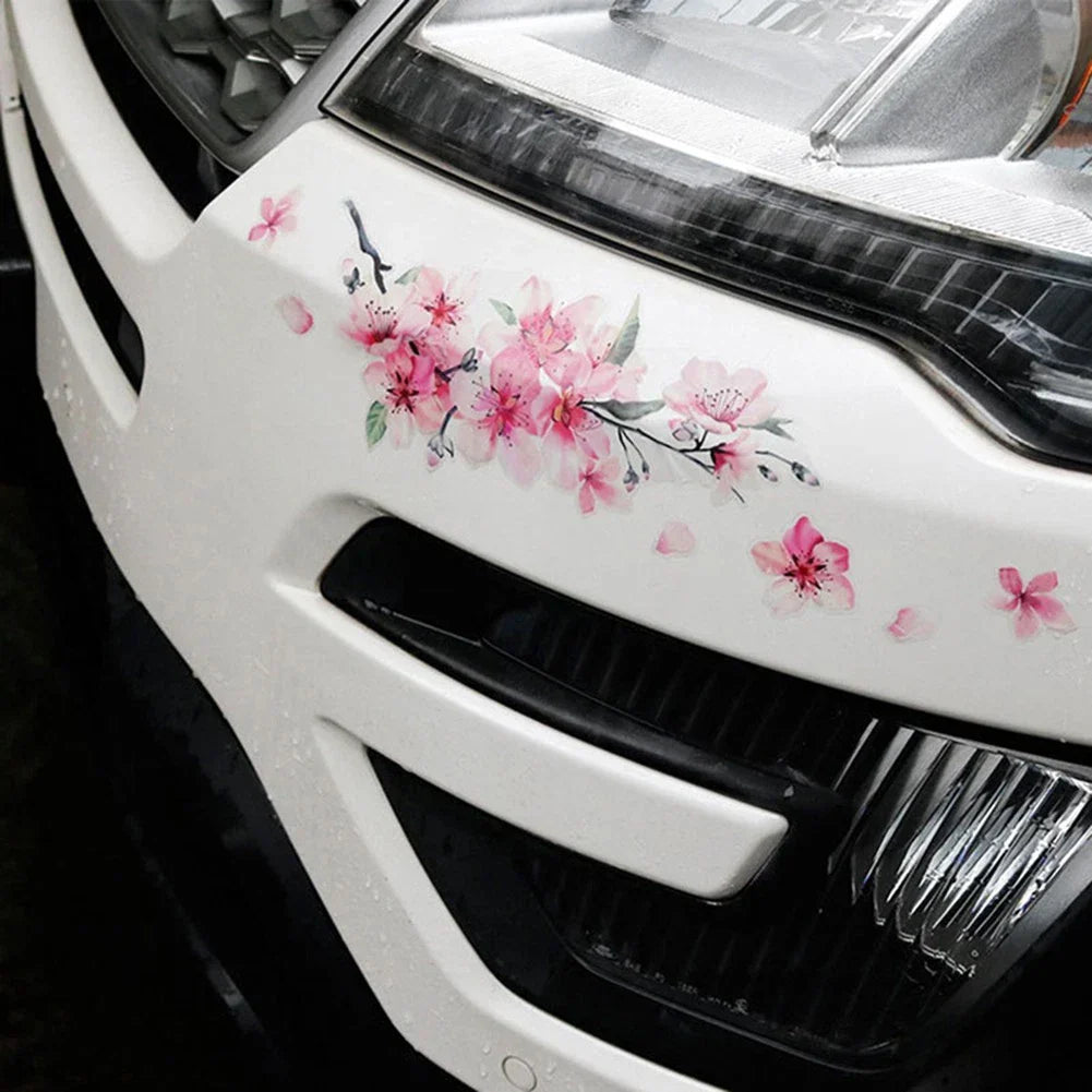 2 x Car Sticker Cherry Blossom Vinyl Scratches Car Decoration