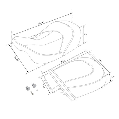 Gel Driver Passenger Seat for Harley Touring CVO Street Glide (2009-2023)
