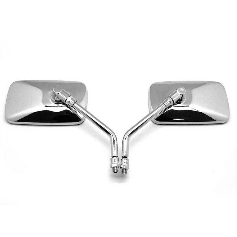 Chrome Rectangular Motorcycle Rear View Mirrors 10mm Thread Universal