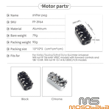 Adjustable Toe Gear Shift Foot Pegs for Harley Touring, Softail, Dyna, Sportster