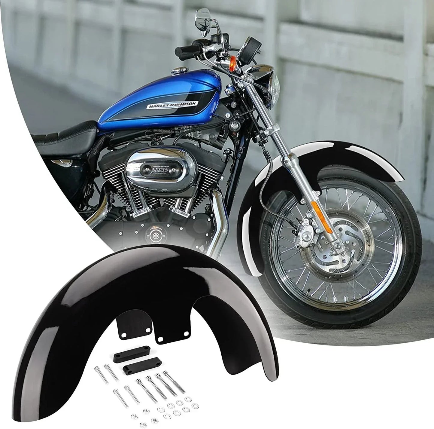 19" Gloss Black Front Fender for Harley Touring Electra Street Tri Glide (2009-2023)