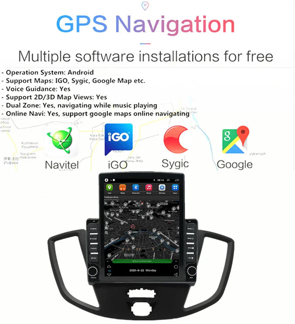 9.7" Vertical Android 12 Car Stereo Radio GPS for Ford Transit Tourneo Custom