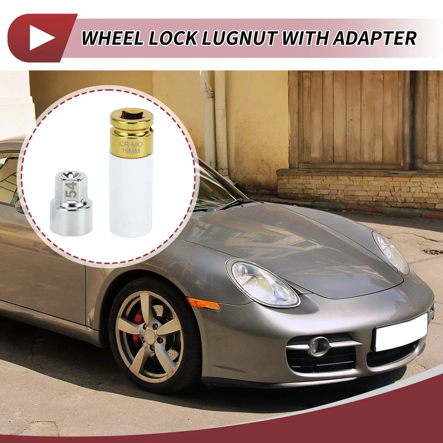 Set of 2 Wheel Lock Lug Nuts with Anti-theft Key for Porsche Cayenne (2003-2023)
