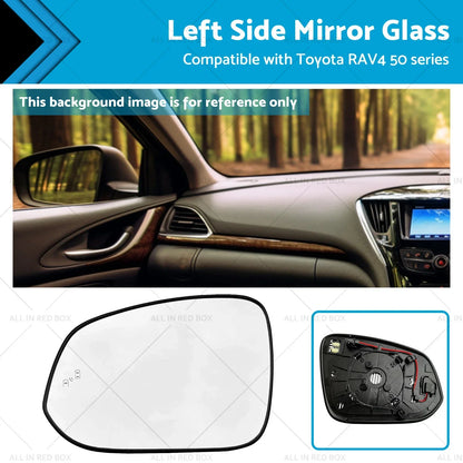 Left Passenger Side Mirror Glass for Toyota RAV4 (2016-2018)
