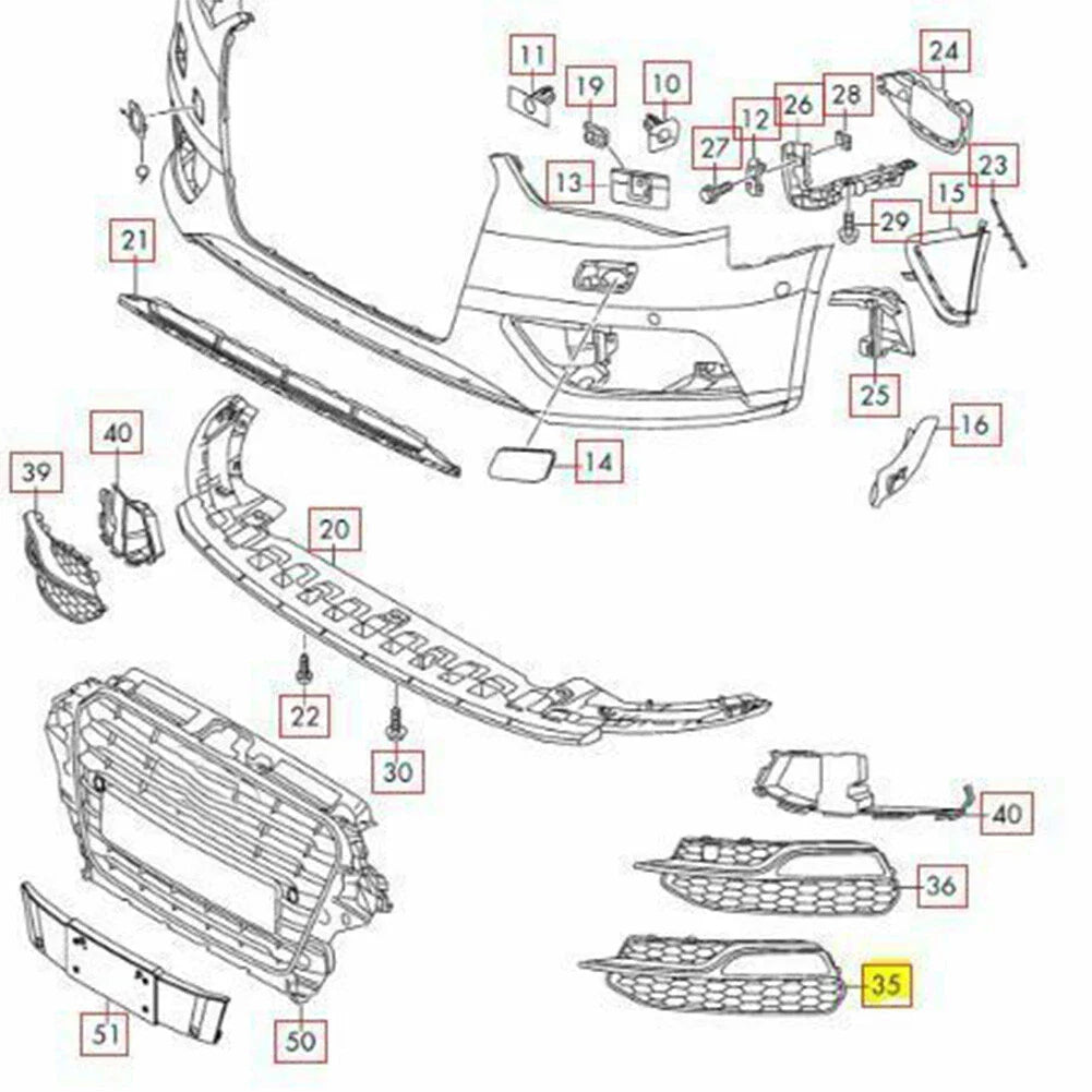 Left Honeycomb Mesh Front Bumper Fog Light Grille Cover for Audi A3 S3 (13-17)
