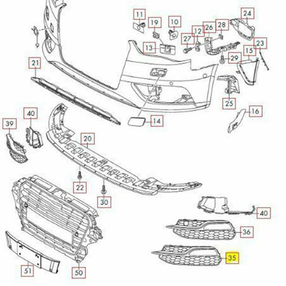 Left Honeycomb Mesh Front Bumper Fog Light Grille Cover for Audi A3 S3 (13-17)